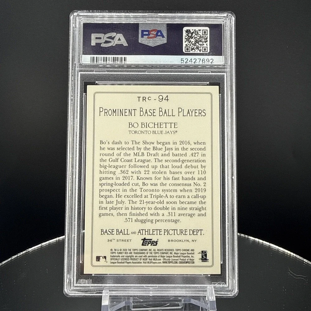 2020 Topps Series 1 Turkey Red Chrome Bo Bichette #TRC-94 (RC) Blue Jays PSA 10